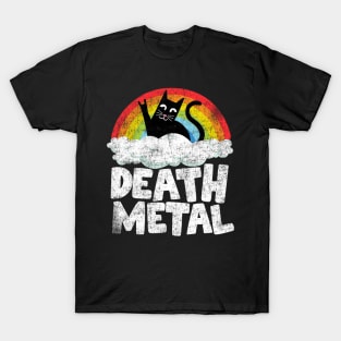 Funny Death Metal Cat Gift Rainbow Heavy Metal T-Shirt